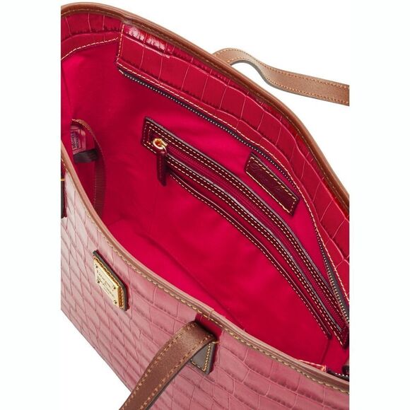 New! DOONEY & BOURKE Charleston Women's Crocodile Leather Red Tote Handbag Bag - Picture 5 of 6